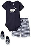 Hudson Baby Unisex Baby Cotton Bodysuit, Shorts and Shoe Set, Sailor Whale, 6-9 Months
