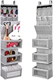 All-in-ONE Over The Door Organizer, Super Behind The Door Storage Organizer with Door Rack and Large Clear Windows, Wall File Organizer, Hanging Organizer (1 Pack Silk Printing Grey)