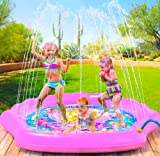 PRINCESSEA USA 4-in-1 Splash Pad for Kids, XXL 70″ Outdoor Children’s Water Pad, Wading Pool & Sprinkler & Play Mat for Girls – Inflatable Kiddie Swimming Pool, Water Toys for Toddlers 12 Months & Up