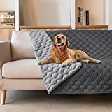 gogobunny 100% Double-Sided Waterproof Dog Bed Cover Pet Blanket Sofa Couch Furniture Protector for Kids Children Dog Cat, Reversible (52×82 Inch (Pack of 1), Dark Grey/Light Grey)