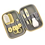 ZELINYE Baby Grooming Kit, 8 in 1 Baby Hair Brush/Nail Clipper/Nose Cleaner/Finger Toothbrush/Nail Scissors/Manicure Kit for Baby Care Keep Healthy and Clean Yellow