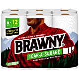 Brawny® Tear-A-Square® Paper Towels, 6 Double Rolls = 12 Regular Rolls