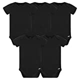 Gerber Baby 5 Pack Onesies Multi-Packs Bundle Interlock 180 GSM, Black, 0-3 Months