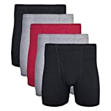 Gildan Men’s Covered Waistband Boxer Briefs, Multipack, Mixed Garnet (5-Pack), Medium