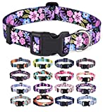 Mihqy Dog Collar with Bohemia Floral Tribal Geometric Patterns – Soft Ethnic Style Collar Adjustable for Small Medium Large Dogs(Floral Pink,M)