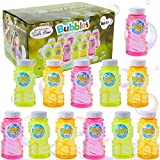 Lulu Home 12 Pack Refill Bubble Solution, 4 oz Bubble Blowing Bottles with Blow Wands for Kids Graduation Party, Bath Time, Birthday Party, Refill for Bubble Machine, Bubble Gun, Bubble Blaster