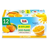 Dole Fruit Bowls Diced Peaches in 100% Juice, Gluten Free Healthy Snack, 4 Ounce (Pack of 12)