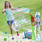 WOWMAZING Giant Bubble Wands Kit: (4-Piece Set) | Incl. Wand, Big Bubble Concentrate and Tips & Trick Booklet | Outdoor Toy for Kids, Boys, Girls | Bubbles Made in The USA – Standard Kit