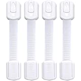 Baby Proofing 4 Pack Child Safety Cabinet Locks for Fridge, Cabinets, Drawers, Dishwasher, Toilet Seat, Quick and Easy to Install, 3M Adhesive No Drilling