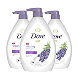 Dove Relaxing Body Wash Pump Calms & Comforts Skin Lavender Oil and Chamomile Effectively Washes Away Bacteria While Nourishing Your Skin, 34 oz, 3 Count, purple white, 34 Fl Oz (Pack of 3)