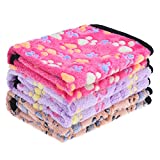 EXPAWLORER 1 Pack 3 Fluffy Dog Blankets – Super Soft Premium Fleece Warm Pet Sleep Mat Cover, Washable Paw Print Warm Pet Blanket for Small Dog Cat Puppy Kitty