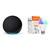 Echo Dot (5th Gen) Charcoal | with Amazon Basics Smart Color Bulb