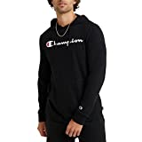 Champion Hooded Long-Sleeve Tee, Cotton Men’s T-Shirt Hoodie, Script Logo, Black-549921, Large