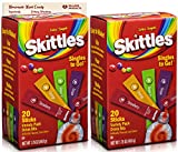 Skittles Singles to Go Drink Mix Packets | 2 Pack – 40 Total Water Flavor Packets | Zero Sugar Drink Packets | Bundled with Ballard Products Hard Candy Recipe Card