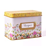 Heart & Berry Summer Flowers Recipe Box with 24 4×6 Recipe Cards and 12 Dividers – Recipe Cards and Box Set – Recipe Tin for 4 X 6 Inches Recipe Cards