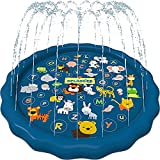 SplashEZ 3-in-1 Splash Pad, Sprinkler for Kids and Wading Pool for Learning – Dog Sprinkler Pool, 60’’ Inflatable Water Summer Toys – “from A to Z” Outdoor Play Mat for Babies & Toddlers