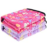 EXPAWLORER 1 Pack 2 Fluffy Dog Blankets – Super Soft Premium Fleece Pet Blanket with Paw Print, Washable Warm Sleep Mat for Puppy Cat Kitty