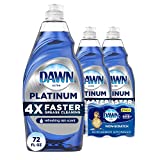 Dawn Dish Soap Platinum Dishwashing Liquid + Non-Scratch Sponges for Dishes, Refreshing Rain Scent, Includes 3x24oz + 2 Sponges (Packaging May Vary)