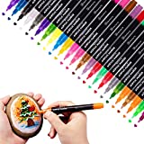 24 Colors Acrylic Paint Pens for Rock Painting, Wood, Ceramics, Glass, Metal, Canvas, Fabric, Scrapbook Supplies, DIY Craft Making Supplies, Waterborne Acrylic Paint Markers Pen Set Ultra-fine Nib