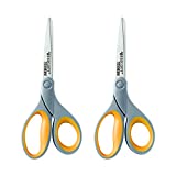 Westcott 8″ Soft Handle Titanium Bonded Scissors For Office & Home, Gray/Yellow, 2-Pack (13901)