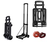 Minisize Folding Luggage Cart with 2 Wheels Lightweight Plastic Luggage Trolley Office Hand Truck for Shopping Travel Camping and School Use Trolley,L12.6 x W9 inch.Maximum Load 66Lbs