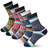 MORECOO Women Socks Winter Gift Socks Christmas – Women’s Sock Vintage Socks 5 Pack Winter Socks for Boots Women Size 5 -9