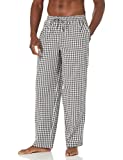 Amazon Essentials Men’s Straight-Fit Woven Pajama Pant, Black/Grey, Plaid, Large