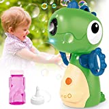 Dinosaur Bubble Machine – Automatic Bubble Maker Blower for Toddlers with Light Music, Cool Bubble Toys Birthday Gift for Kids Boys Girls Outdoor Play (Green)