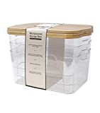 Storage Bin with Bamboo Lid, Decorative Stackable Basket Table Bookcase Kitchen Office Organizing, Multipurpose Basket Organizer Bin (3PC XSMALL, CLEAR)