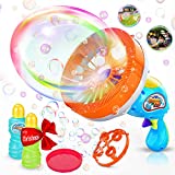 Kid Odyssey Bubble Gun, Giant & Small Bubbles for Kids, Bubble Machine with 2 Bubble Wands(Small Bubbles & Giant Bubbles), Dip & Press Bubble Blower, 2 x 8 oz Bubble Solution Included, Toddlers & Kids