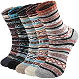 Pleneal 5 Pack Wool Socks for Women- Winter Warm Wool Socks Thick Knit Soft Cozy Socks, Boots Socks for Women