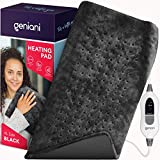 GENIANI Extra Large Electric Heating Pad for Back Pain and Cramps Relief – Auto Shut Off – Soft Heat Pad for Moist & Dry Therapy – Heat Patch (XL Black)