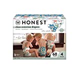 The Honest Company Clean Conscious Diapers | Plant-Based, Sustainable | Holiday ’22 Prints | Club Box, Size 4 (22-37 lbs), 60 Count