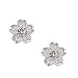 BZG Flower earrings Sterling Silver Cubic-zirconia Stud Earrings Flower stud earrings Earring for women Hypoallergenic earrings Silver earrings Sexy earrings