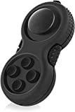 WTYCD The Original Fidget Retro: The Rubberized Classic Controller Game Pad Fidget Focus Toy with 8-Fidget Functions and Lanyard – Perfect for Relieving Stress (Black)