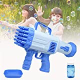 AFENNK Bazooka Bubble Gun Toy, 32 Hole Bubble Machine Rocket Launcher, Electric Automatic Bubble Maker, Bubble Blowing Gun Toy, Summer Toys for Indoor Outdoor Activities, Bubble Blower for Kid (Blue)