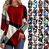 MRGIINRI Womens 2022 Fall Fashion Shirts Dressy Casual Long Sleeve Trendy Geometric Tunic Tops Plus Size Crewneck Sweatshirts