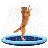 Flyboo Splash Sprinkler Pad for Dogs Kids, Non-Slip Thicken Dog Pool with Sprinkler, Pet Summer Outdoor Play Water Mat Toys for Pet Dogs and Kiddie