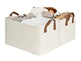 StorageWorks Storage Baskets For Shelves With Metal Frame, Rectangle Storage Bins, Natural Color, 2-Pack