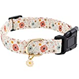 Cotton Designer Dogs Collar Cute Flower Dog Collars for Girl Female Small Medium Large Dogs with Flower Charms L