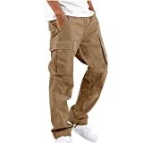 Men Solid Casual Multiple Pockets Outdoor Straight Type Fitness Pants Cargo Pants Trousers