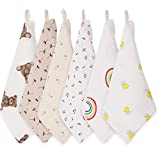 Baby Msulin Washcloths Newborn Face Towel – Baby Muslin Burp Cloths 6Pack Soft Absorbent Natural Cotton Wash Towel 10″X10″ Baby Bath Towels Wipes Baby Registry as Shower