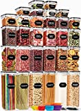 30 Pack Airtight Food Storage Containers for Kitchen Pantry Organization and Storage, BPA-Free, PRAKI Plastic Storage Canisters with Lids – Cereal, Flour and Sugar, Include 40 Labels, 6 Spoon & Marker