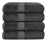 Ariv Towels – Bath Towels Set – Premium Bamboo Cotton Bath Towels – Ultra Absorbent, Soft Feel, Large and Quick Drying 30″ X 52″ (Grey) – Towel Set of 4