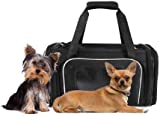 Smiling Paws Pets – Airline Approved Pet Carrier – for Small Pets – Expands On 4 Sides – TSA Approved – Compact & Collapsible – Only 9 Inches Tall – Fits Under All Airplane Seats! (17″x11″x9″)