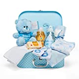 Baby Gift Set – Keepsake Box in Blue with Baby Clothes, Teddy Bear and Gifts for a Baby Boy