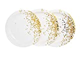 White and Gold Foil Round Paper Plates (7 In, 50 Pack) for Salads Appetizer Desserts Lunch Dinner