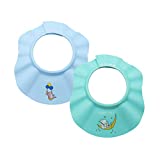 BONPEIPEI Baby Shower Shampoo Cap 2Pcs Adjustable Safety Eva Bath Visor Accessories Waterproof Soft Hair Washing Guard Bathing Hat for Girls, Boys, Infants, Kids and Toddlers-Blue/Green