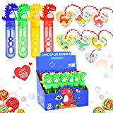 JoyGrow 24 PCS Dinosaur Bubble Wands, Bubbles Party Favors for Themed Birthday Halloween Thanksgiving Christmas, Goodie Bags Filler with 24 Gift Cards, Bubble Blowing Toys for Boys Girls and Kids