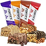 Fortifx Protein Bars – 20g Protein – 3g Sugar – Low Calorie High Protein Bars – Gluten Free Candy Bar – Whey & Granola Protein Snacks – Low Sugar One Meal Replacement Bar – 4-Bar Variety Sampler Pack